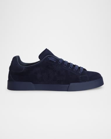 Dolce&Gabbana Men's Suede Perforated DG Low-Top Sneakers
