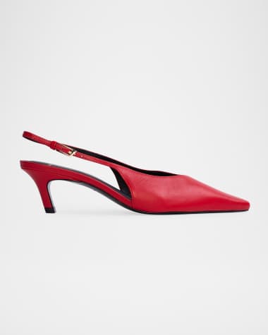 Black Suede Studio Calfskin Kitten Slingback Pumps