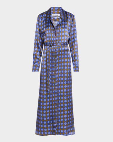 CHRISTOPHER JOHN ROGERS Wiggle Dot Belted Maxi Shirtdress