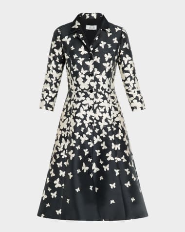 Rickie Freeman for Teri Jon Butterfly Mikado Midi Shirtdress