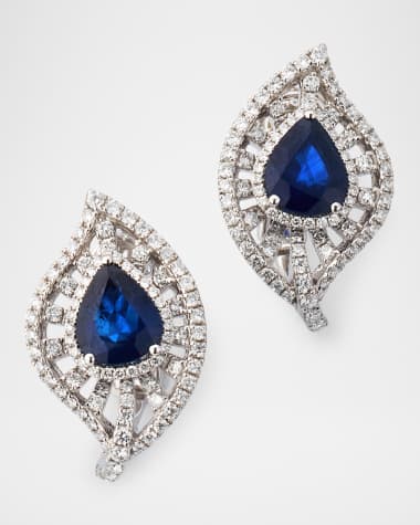 Piranesi 18K White Gold Sapphire and Diamond Earrings