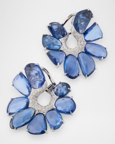 Piranesi 18K White Gold One-of-a-Kind Blue Sapphire and Diamond Earrings