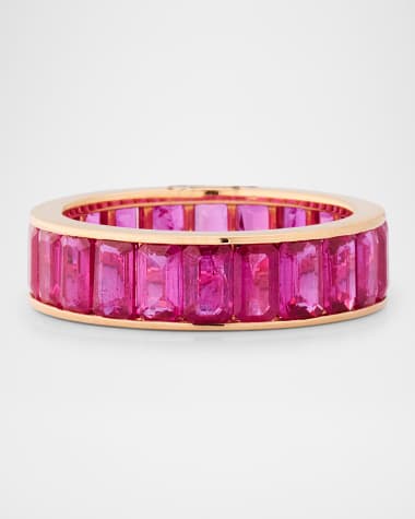 Piranesi 18K Rose Gold Pink Sapphire Eternity Band, Size 7.5