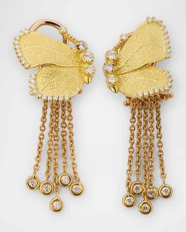 Tanya Farah 18K Yellow Gold Diamond Half-Wing Earrings