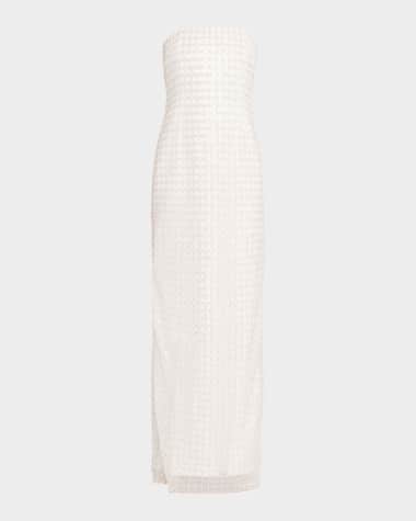 SIMKHAI Reign Strapless Bead & Sequin Column Gown
