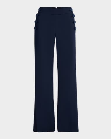 Maison Common Cotton-Stretch Flare Sailor Pants With Tie Back