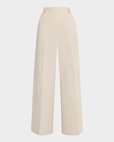 Maison Common Gingham Seersucker Wide-Leg Pants
