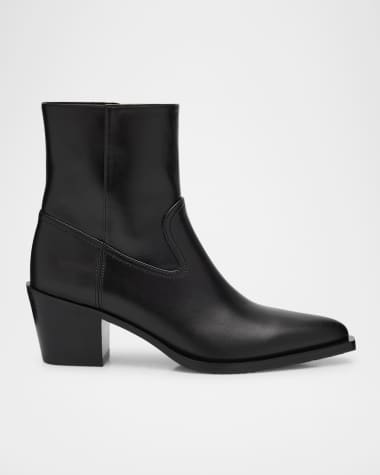Stuart Weitzman Tate Pointed Zip Leather Booties