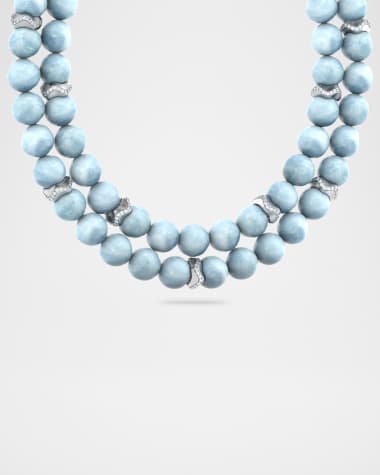 Jamie Turner Cenote Aquamarine Double Bead Necklace with Diamonds
