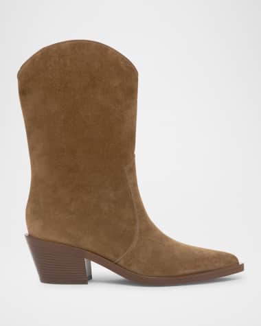 Gianvito Rossi Suede Short Western Boots
