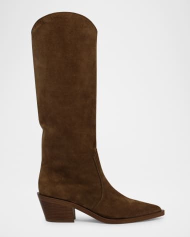 Gianvito Rossi Suede Tall Western Boots