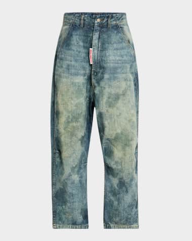 RIVINGTON roi Rebis Men's Corinth Loose Stain-Effect Jeans