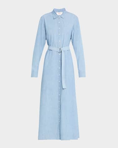 Xirena Bowen Belted Cotton Chambray Maxi Shirtdress