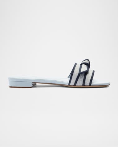 Alexandre Birman Raffia Knot Flat Slide Sandals