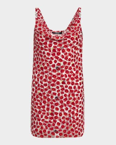 Versace Strawberry Garden Devore Jersey Mini Dress
