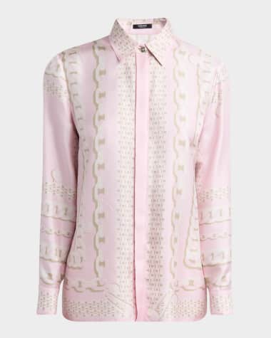 Versace Treasure Foulard Silk Twill Formal Shirt