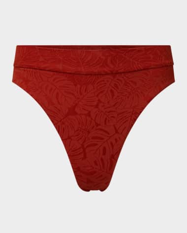 Onia Palm Jacquard Poppy Ivy Bikini Bottoms