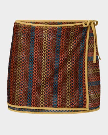 Onia Crochet Mesh Mini Wrap Skirt