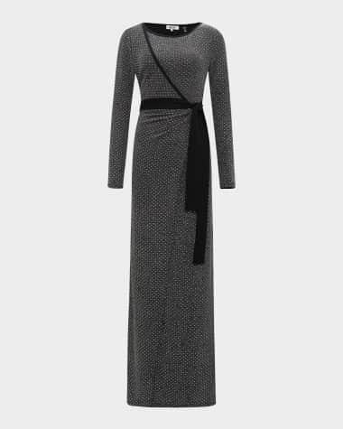 Diane von Furstenberg Simona Wrap-Front Rhinestone Maxi Dress