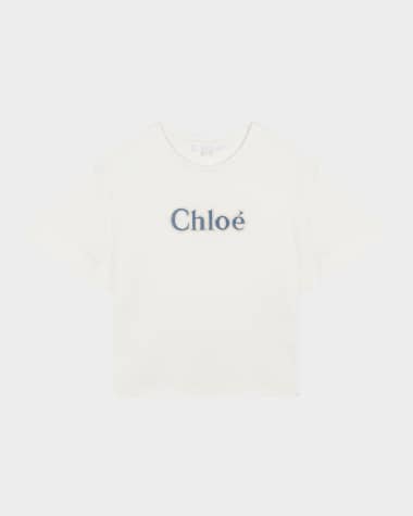 Chloe Girl's Embroidered Logo-Print T-Shirt, Size 4-5