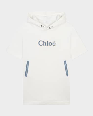 Chloe Girl's Denim Logo-Print Fleece Dress, Size 4-5