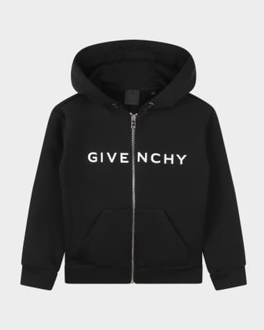Givenchy Kid's Logo-Print Zip-Front Hoodie, Size 4-5