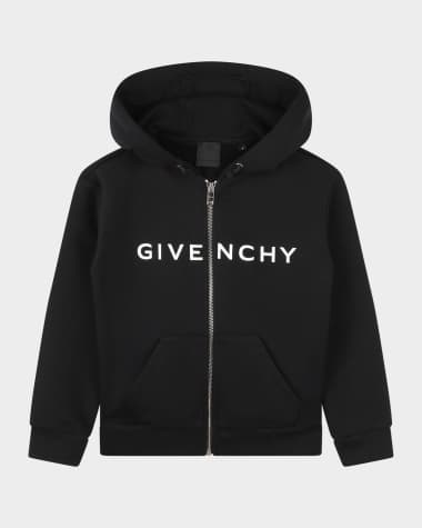 Givenchy Kid's Logo-Print Zip-Front Hoodie, Size 6-12