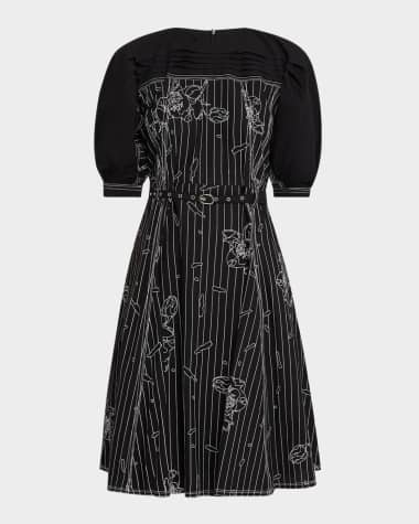 LOVEBIRDS Vienna Embroidered Puff-Sleeve Dress