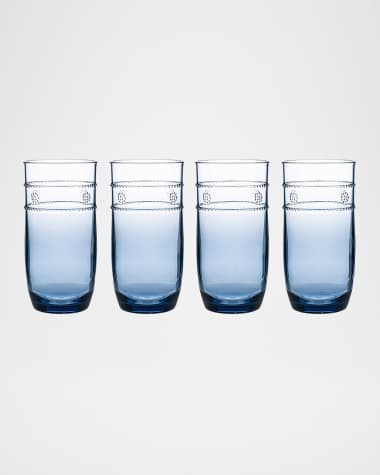 Juliska Isabella Acrylic Large Blue Tumblers, Set of 4