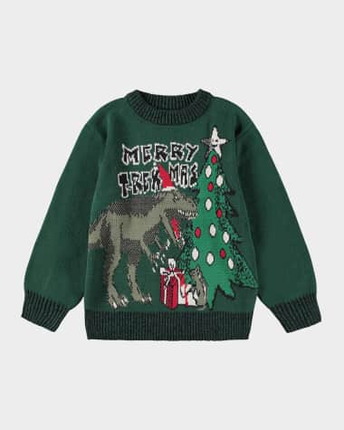 Molo Boy's Bello T-Rex Intarsia Sweater, Size 7-10