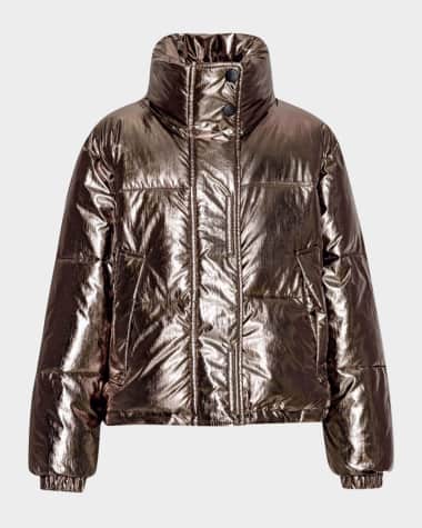 Molo Girl's Hansine Metallic Puffer Coat, Size 5-6