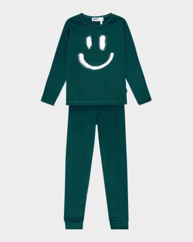 Molo Boy's Lue Happy Face-Print 2-Piece Set, Size 8-12