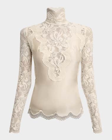 Rabanne High-Neck Lace Blouse