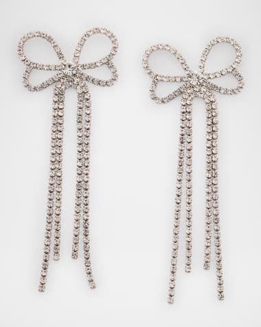 Kenneth Jay Lane Crystal Bow Drop Earrings
