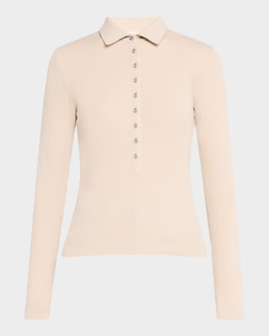 Rag & Bone The Essential Ribbed Button Polo Top