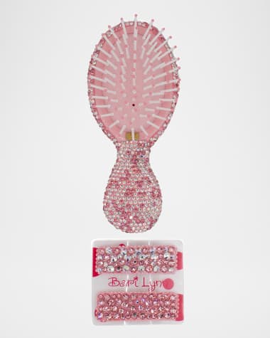 Bari Lynn Girl's Rhinestone Travel Brush & Clips Holiday Gift Box Set