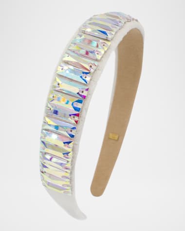 Bari Lynn Girl's Velvet Headband W/ Faux Crystals