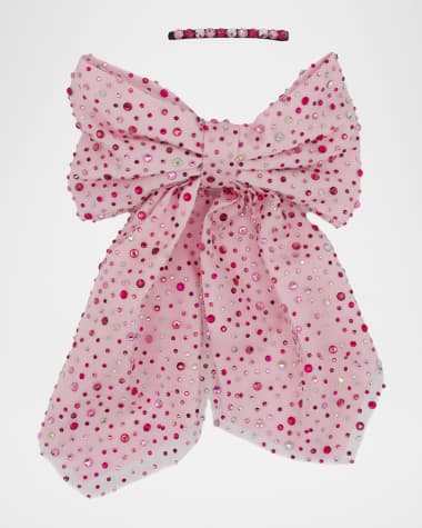 Bari Lynn Girl’s Crystalized Large Bow and Barret Set