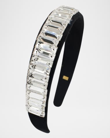 Bari Lynn Girl's Velvet Headband W/ Faux Crystals