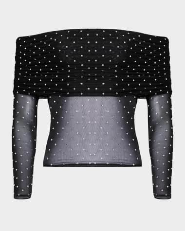 Retrofete Oriana Off-The-Shoulder Mesh Top