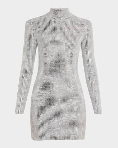 Retrofete Aisling Embellished Mock-Neck Mini Dress