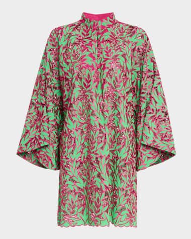 La Vie Style House Sprouting Petals Cutwork Mini Caftan
