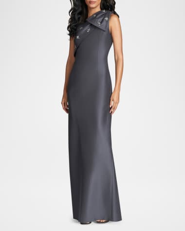 Sachin & Babi Olivia One-Shoulder Mikado Column Gown