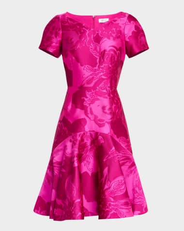 Rickie Freeman for Teri Jon Floral Mikado Flounce Dress