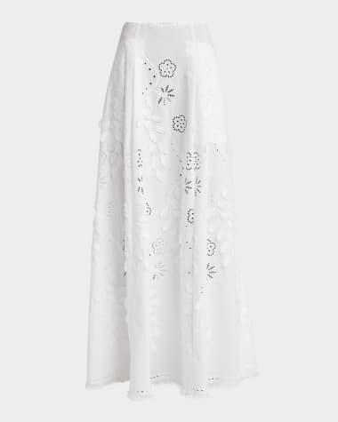 Alberta Ferretti Eyelet Embroidered Maxi Skirt