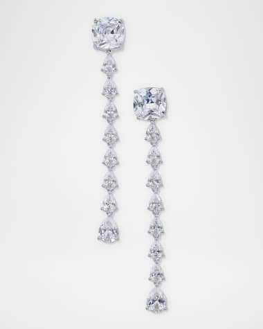Golconda by Kenneth Jay Lane Pear and Cushion Cubic Zirconia Linear Drop Earrings