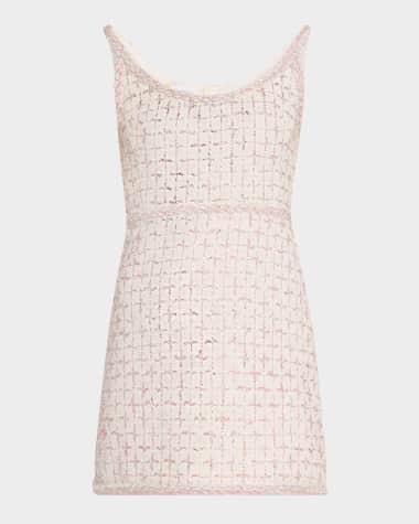 Giambattista Valli Check Metallic Eyelash Tweed Sleeveless Mini Dress