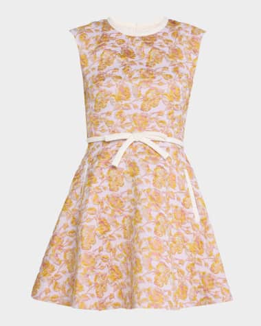 Giambattista Valli Floral Brocade Sleeveless Mini Dress