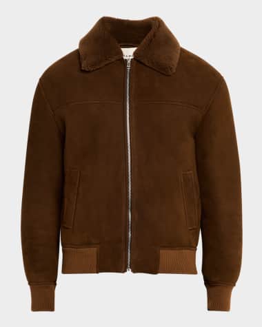 FRAME Men's Suede Shearling Bomber Jacket