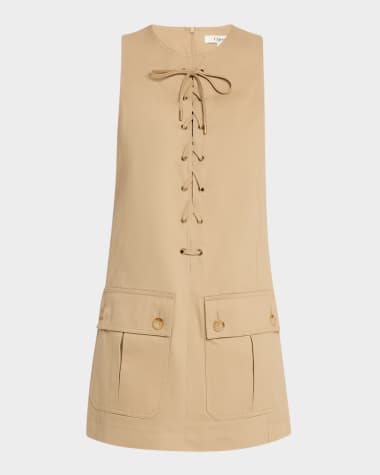 Chloe Lace-Up Sleeveless Mini Utility Dress